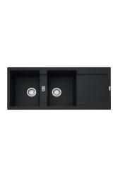 Franke Maris MRG 621 Fragranite Mate Negro Doble Fregadero 116 x 50 cm Montaje con Área de Escurrido 114.0628.970