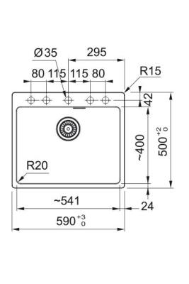 Franke Maris MRG 610-50 TL Fragranite Matte Black Sink Top Mount with Faucet Hole Bank 114.0668.630