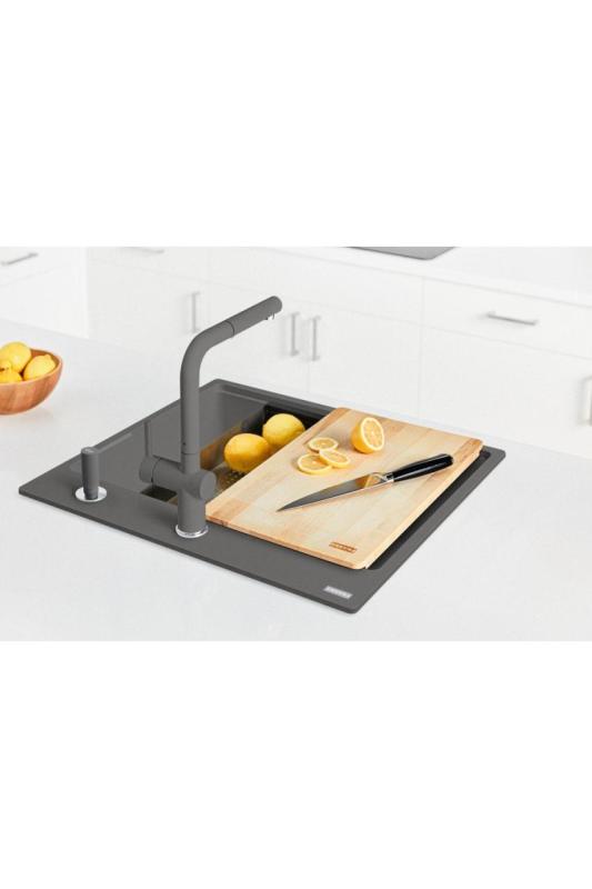 Franke Maris MRG 610-60 Cuidado Fragranite Piedra gris superficial lavabo para discapacitados 635 x 559 mm Montaje con Banco de grifo 114.0729.486