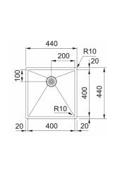 Franke Bolero Plus New R10 B2X 210-40-40 RVS Lavabo de superficie empotrado, bajo encimera y sobre encimera de 40x40 cm 127.0728.976
