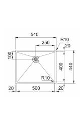 Franke Bolero Plus New R10 B2X 210-50-40 RVS Fregadero Empotrado, debajo del mostrador y sobre el mostrador 50x40 cm 127.0728.977