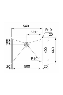 Franke Bolero Plus New R10 B2X 210-50-40 Stainless Steel Sink Flush-mount, Undermount and Top-mount 50x40 cm 127.0728.977