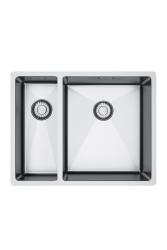 Franke Bolero Plus New R10 B2X 260-34-16 BR 1,5 Fregadero de acero inoxidable de una y media Vlakinbouw, bajo encimera y sobre encimera 56x45 cm 127.0733.338