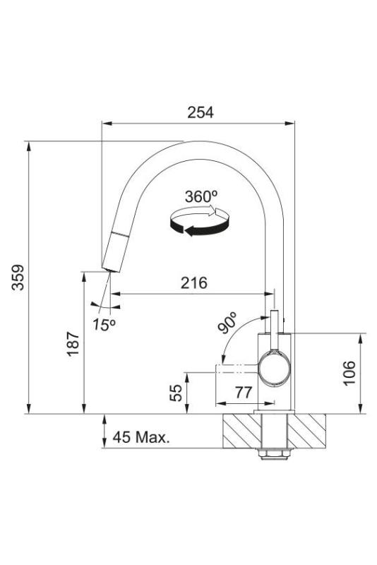Grifo de cocina Franke Lina Cromo con ducha manual extraíble 115.0693.229