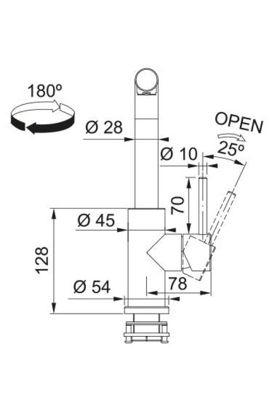Franke Smart Glenda Grifo de Cocina Giratorio de Acero Inoxidable 115.0706.985