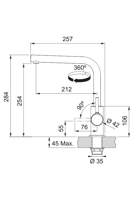 Grifo de Cocina Franke Lina L con Caño Giratorio Coffee Cream 115.0728.482