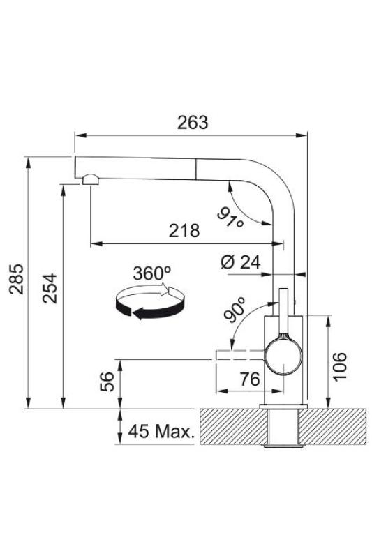 Grifo de cocina Franke Lina L Negro con Caño Extraíble 115.0712.435