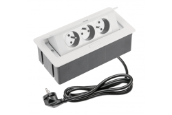 Enchufe para muebles SOFT con tres tomas de tierra, cable de alimentación con enchufe, blanco.