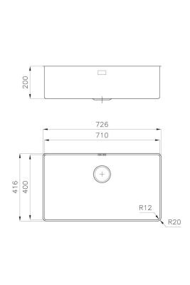 Foster Phantom Slimline Stainless Steel Sink 71x40cm Undermount for ceramic countertops 1208971121