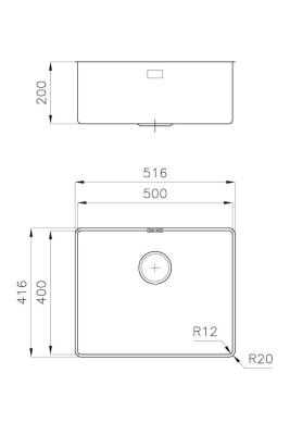Foster Phantom Slimline Stainless Steel Sink 50x40cm Undermount for Ceramic Countertops 1208971122