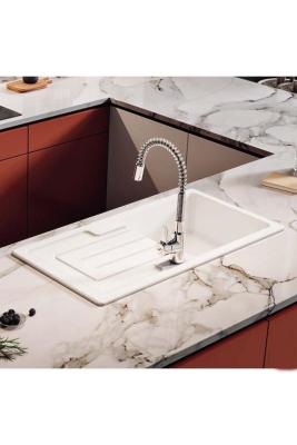 Ausmann Ceramic Sylva Fregadero de Cerámica Blanco Sobrepuesto con Zona de Escurrido 1000 x 500 mm 1208971124
