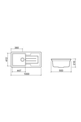 Ausmann Ceramic Sylva Fregadero Cerámico Negro con Zona de Escurrido 1000 x 500 mm 1208971125