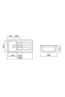 Ausmann Ceramic Sylva 1,5 Fregadero Cerámico Negro Mate con Zona de Escurrido 1000 x 500 mm 1208971127