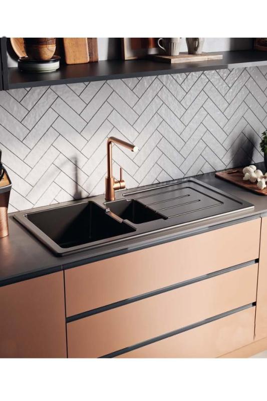 Ausmann Ceramic Sylva 1,5 Fregadero Cerámico Negro Mate con Zona de Escurrido 1000 x 500 mm 1208971127