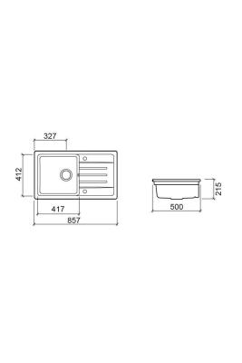 Ausmann Ceramic Sylva Cerámica Blanca Fregadero con Zona de Escurrido 857 x 500 mm 1208971128
