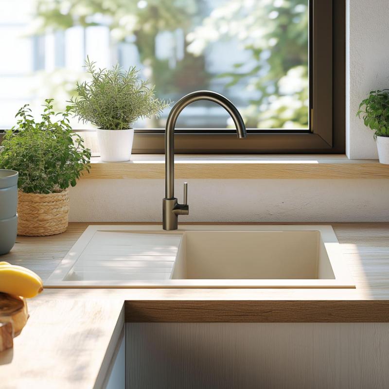 Ausmann Ceramic Sylva Cerámica Blanca Fregadero con Zona de Escurrido 857 x 500 mm 1208971128