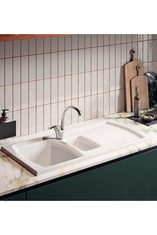 Ausmann Ceramic Crest 1,5 Fregadero de Cerámica Blanco con Zona de Escurrimiento 995 x 497 mm 1208971131