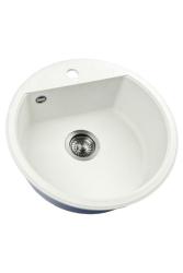Mi Bremen redondo fregadero de granito 43 cm blanco de montaje superior e inferior con orificio para grifo con tapón de metal de pistola 1208971220
