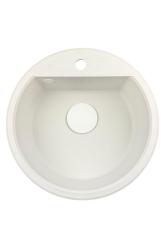 Mi Bremen redonda fregadero de granito de 43 cm blanco de montaje superior e inferior con agujero para grifo y tapón blanco 1208971221