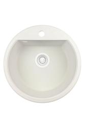 Mi Bremen redonda fregadero de granito de 43 cm blanco de montaje superior e inferior con agujero para grifo y tapón blanco 1208971221