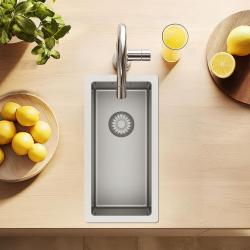 Pure.Sink Exclusivo pequeño fregadero de acero inoxidable de 18x40 cm con radio de 10mm para submontaje, empotrado y sobremontaje PEX1840-02