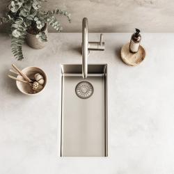 Pure.Sink Exclusivo pequeño fregadero de acero inoxidable de 18x40 cm con radio de 10mm para submontaje, empotrado y sobremontaje PEX1840-02