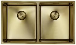 Pure.Sink Prestige Doble fregadero dorado de 70x40 cm con radio de 10mm para montaje inferior, montaje a ras y montaje superior PPG343440-60
