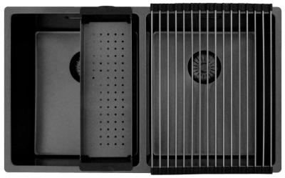 Pure.Sink Prestige Double Gun Metal Sink 70x40 cm 10mm radius undermount, flush mount and top mount PPG343440-61