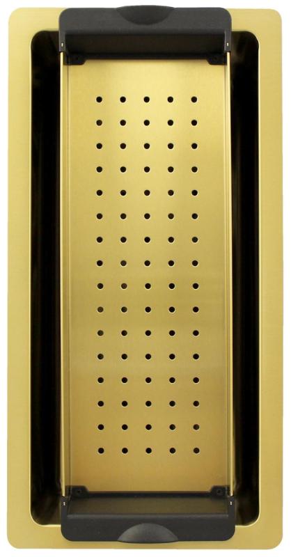 Pure.Sink Exclusivo pequeño fregadero dorado de 18x40 cm, radio de 10 mm, subestructura, enrasado y montaje superior PEX1840-60