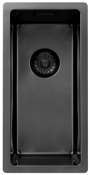 Pure.Sink Exclusivo Gun metal pequeño fregadero de 18x40 cm radio de 10mm empotrado, a ras y sobre encimera PEX1840-61