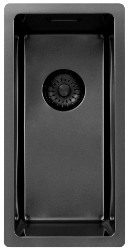 Pure.Sink Exclusivo Gun metal pequeño fregadero de 18x40 cm radio de 10mm empotrado, a ras y sobre encimera PEX1840-61