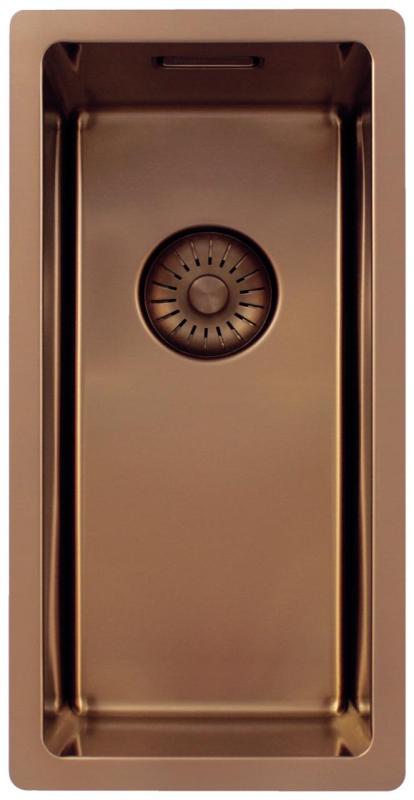 Pure.Sink Exclusivo pequeño fregadero de cobre 18x40 cm radio de 10mm para montaje inferior, montaje empotrado y montaje superior PEX1840-62