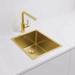 Pure.Sink Exclusivo Fregadero dorado de 34x40 cm, radio de 10mm para submontaje, montaje plano y montaje superior PEX3440-60