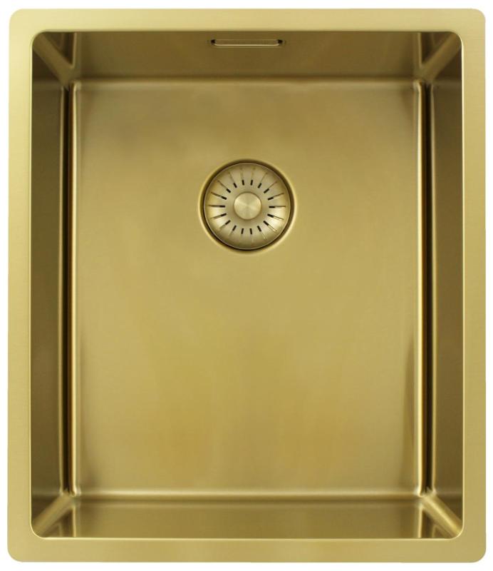 Pure.Sink Exclusivo Fregadero dorado de 34x40 cm, radio de 10mm para submontaje, montaje plano y montaje superior PEX3440-60