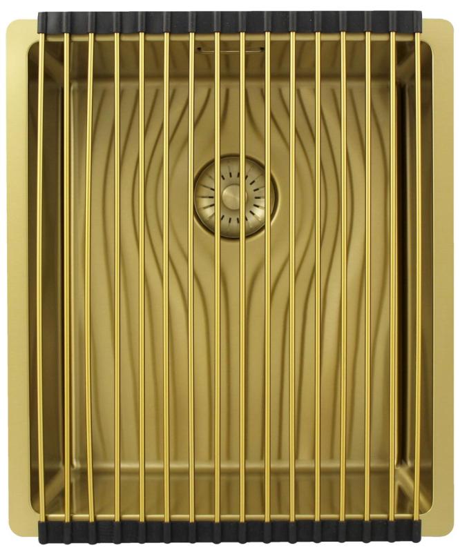 Pure.Sink Exclusivo Fregadero dorado de 34x40 cm, radio de 10mm para submontaje, montaje plano y montaje superior PEX3440-60