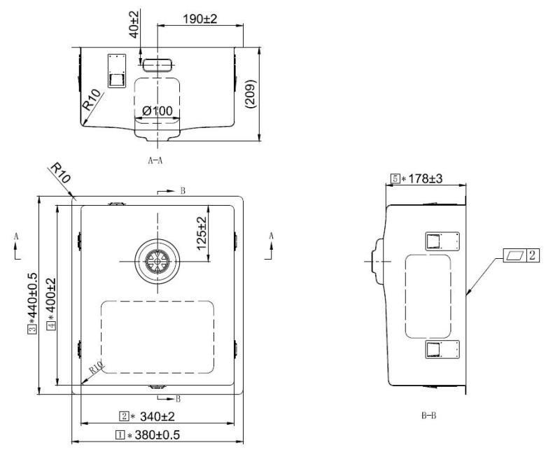 Pure.Sink Exclusivo Fregadero dorado de 34x40 cm, radio de 10mm para submontaje, montaje plano y montaje superior PEX3440-60