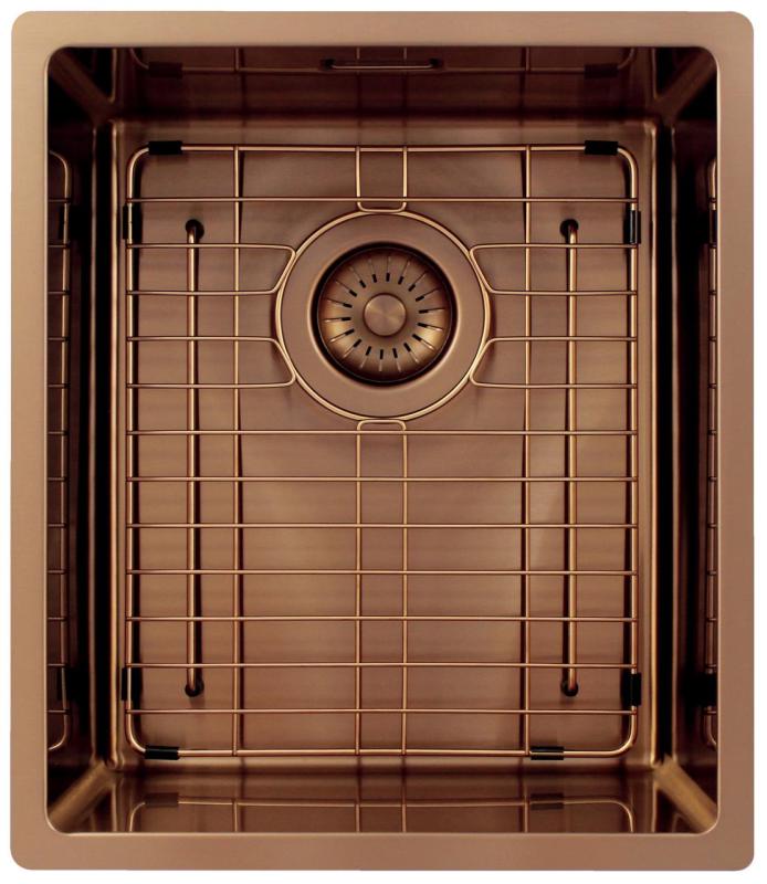 Pure.Sink Exclusivo Fregadero de cobre 34x40 cm radio de 10mm, montaje inferior, montaje plano y montaje superior PEX3440-62