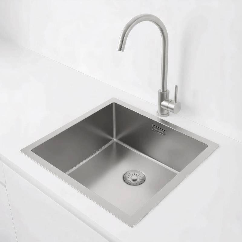 Pure.Sink Exclusivo lavabo RVS 40x40 cm radio de 10mm para montaje inferior, montaje a ras y montaje superior PEX4040-02