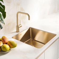 Pure.Sink Exclusivo Fregadero dorado 40x40 cm radio de 10mm para montaje inferior, montaje plano y montaje superior PEX4040-60