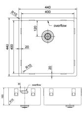 Pure.Sink Exclusivo Fregadero dorado 40x40 cm radio de 10mm para montaje inferior, montaje plano y montaje superior PEX4040-60