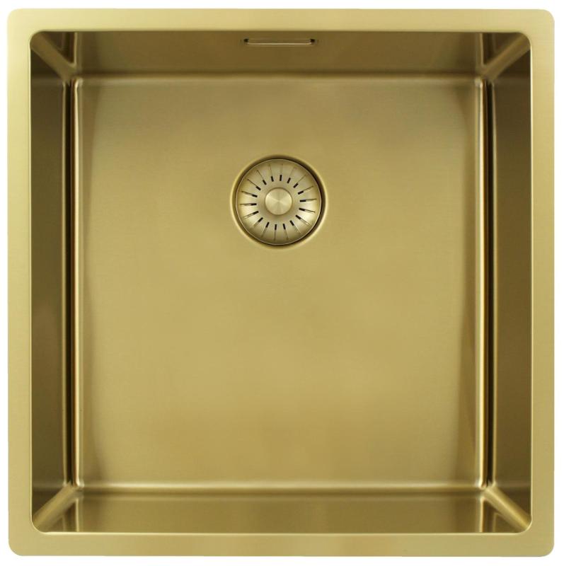 Pure.Sink Exclusivo Fregadero dorado 40x40 cm radio de 10mm para montaje inferior, montaje plano y montaje superior PEX4040-60