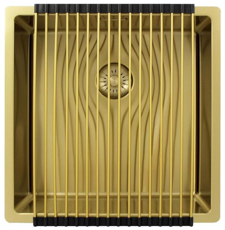 Pure.Sink Exclusivo Fregadero dorado 40x40 cm radio de 10mm para montaje inferior, montaje plano y montaje superior PEX4040-60