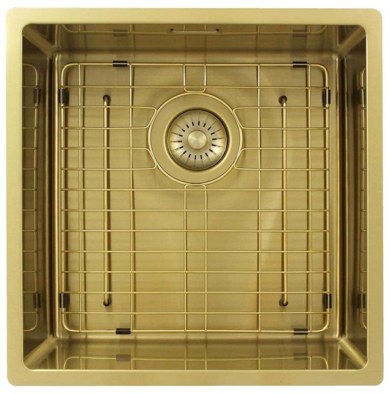 Pure.Sink Exclusivo Fregadero dorado 40x40 cm radio de 10mm para montaje inferior, montaje plano y montaje superior PEX4040-60