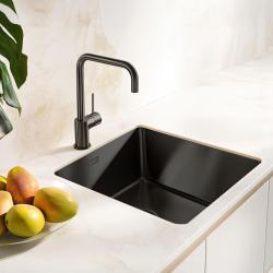 Pure.Sink Exclusivo Gun metal fregadero 40x40 cm radio de 10mm para montaje inferior, empotrado y superior PEX4040-61