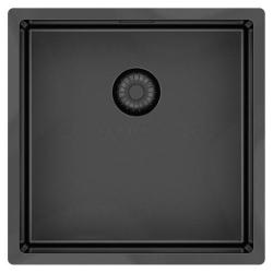 Pure.Sink Exclusivo Gun metal fregadero 40x40 cm radio de 10mm para montaje inferior, empotrado y superior PEX4040-61