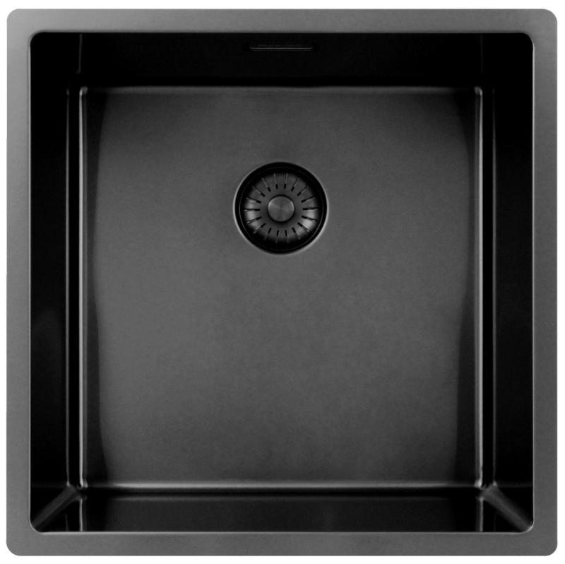 Pure.Sink Exclusivo Gun metal fregadero 40x40 cm radio de 10mm para montaje inferior, empotrado y superior PEX4040-61