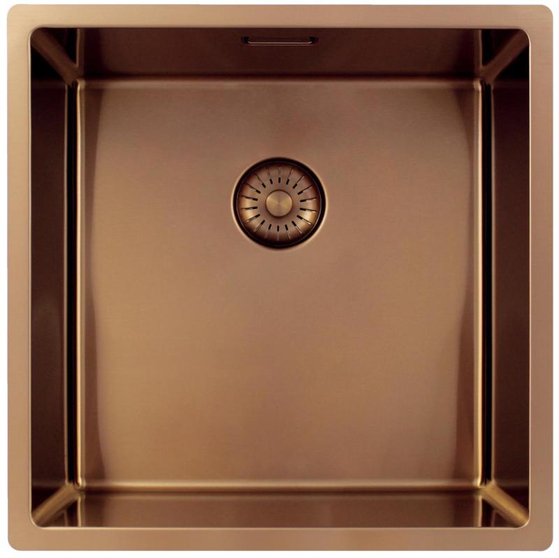 Pure.Sink Exclusivo Fregadero de cobre 40x40 cm radio de 10mm para montaje inferior, montaje al ras y montaje superior PEX4040-62