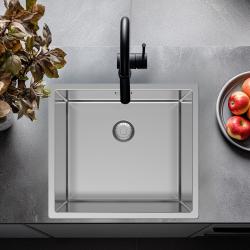 Pure.Sink Exclusivo Fregadero RVS 45x40 cm radio 10mm para montaje inferior, montaje al ras y montaje superior PEX4540-02