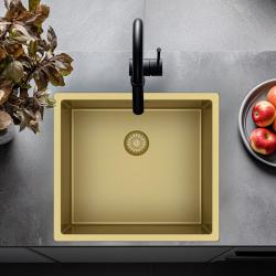 Pure.Sink Exclusivo Fregadero dorado de 45x40 cm con radio de 10mm para montaje inferior, montaje al ras y montaje superior PEX4540-60