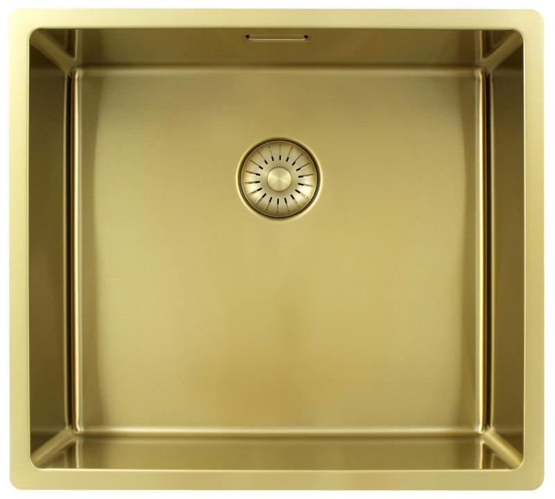 Pure.Sink Exclusivo Fregadero dorado de 45x40 cm con radio de 10mm para montaje inferior, montaje al ras y montaje superior PEX4540-60